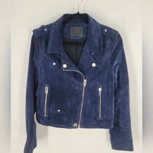 SLS Navy Suede Moto Jacket - Women